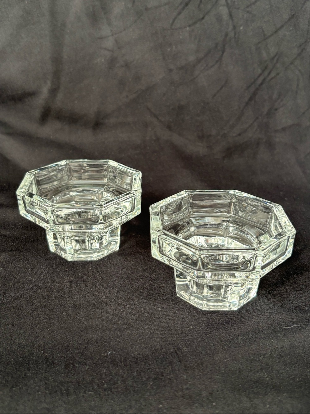 Arcoroc-Octime Clear Glass Octagonal Footed Candle Holders - Set of 2